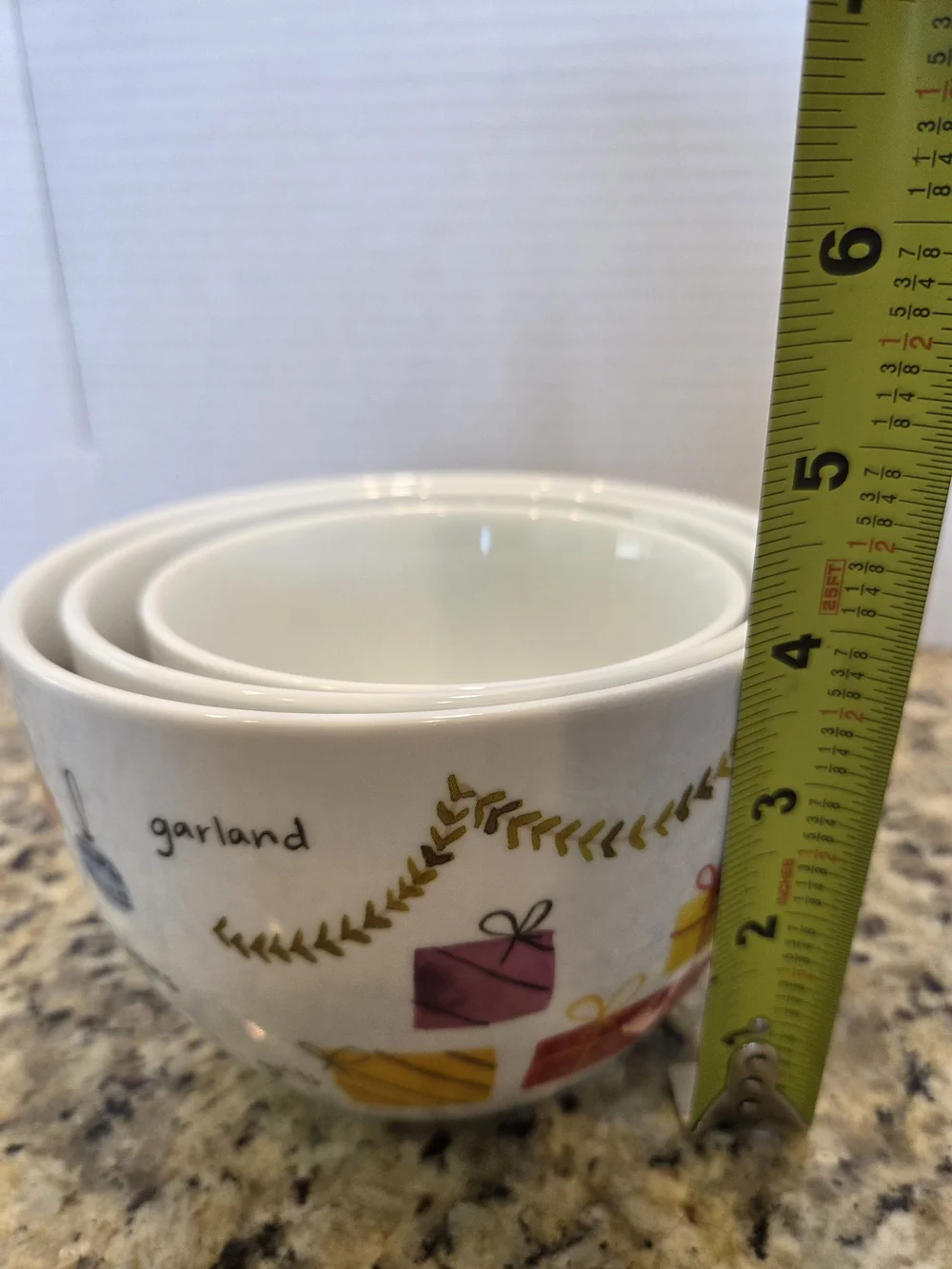 Crate & Barrel WINTER COLLAGE Christmas Nesting Bowls Set Of 3 Holiday Snack